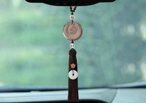 Double Dragon Obsidian Car Charm